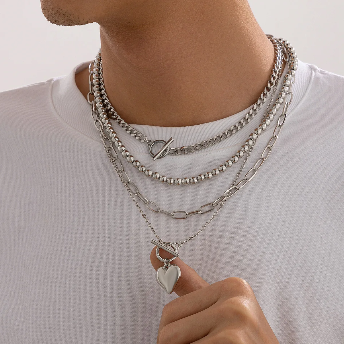 4 шт./компл. модное ожерелье с подвеской в форме сердца CCB металлическая цепочка из