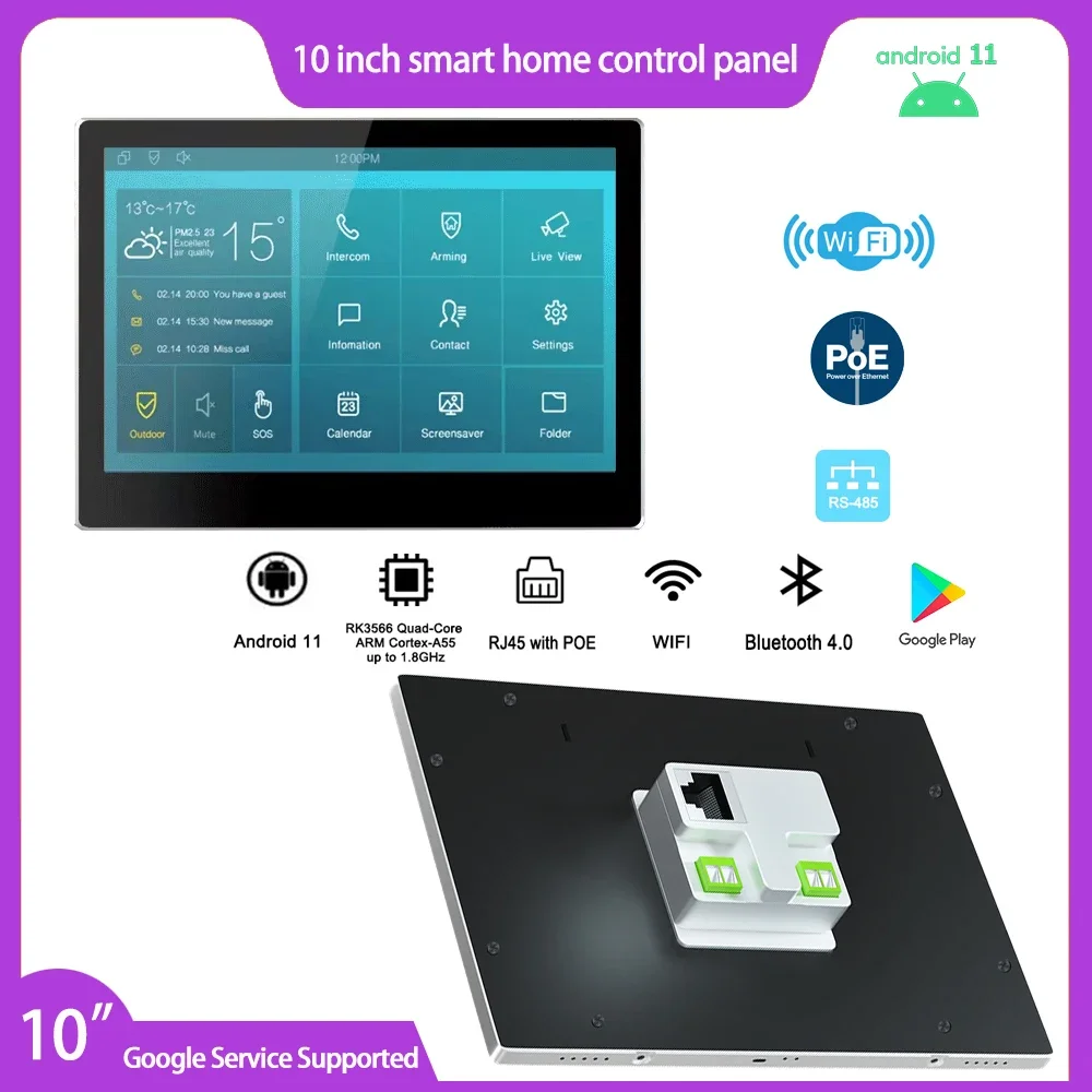 10-дюймовый планшет inwall Android 11 POE панель управления умным домом корпус из