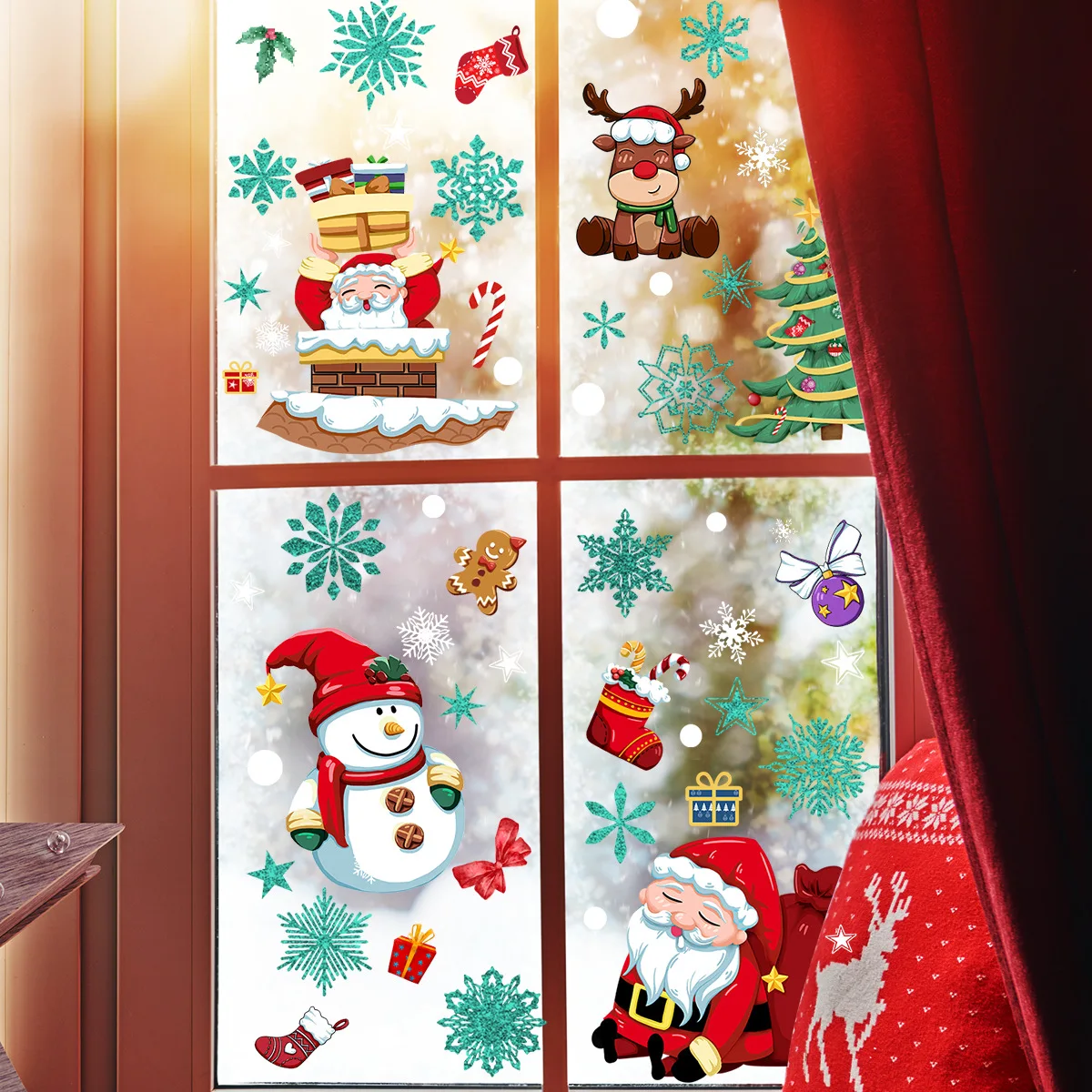 

9pcs Snowflake Christmas Tree Snowman Christmas Wall Stickers Window Stickers Home Decoration Wall Sticker Wallpaper Dj3020