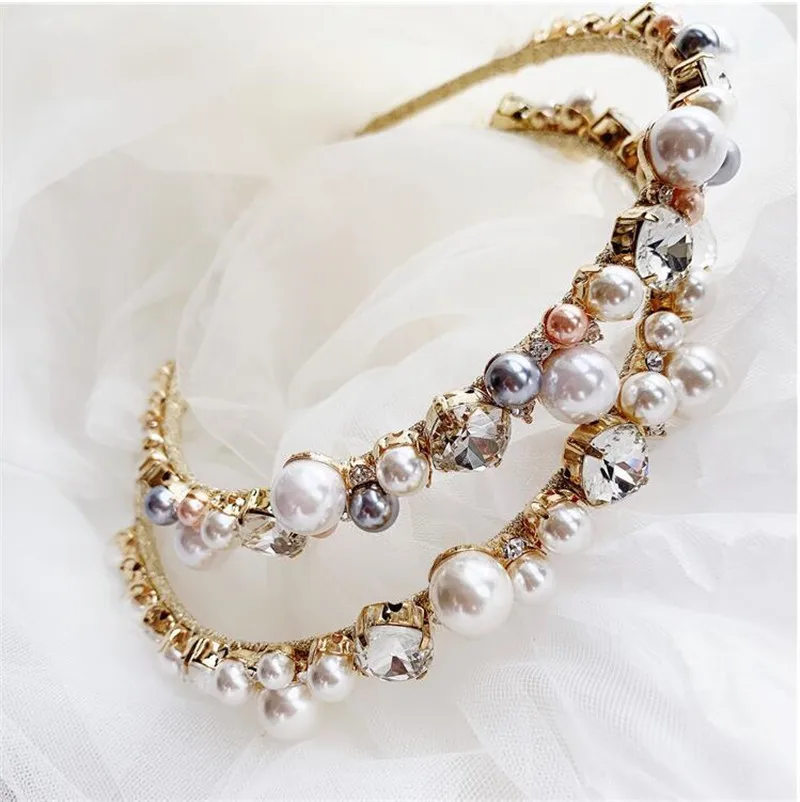 

202301-yg-Retro baroque dropshipping Crystal pearl princess hair ornaments lady women hair Headband pressing fairy headdress