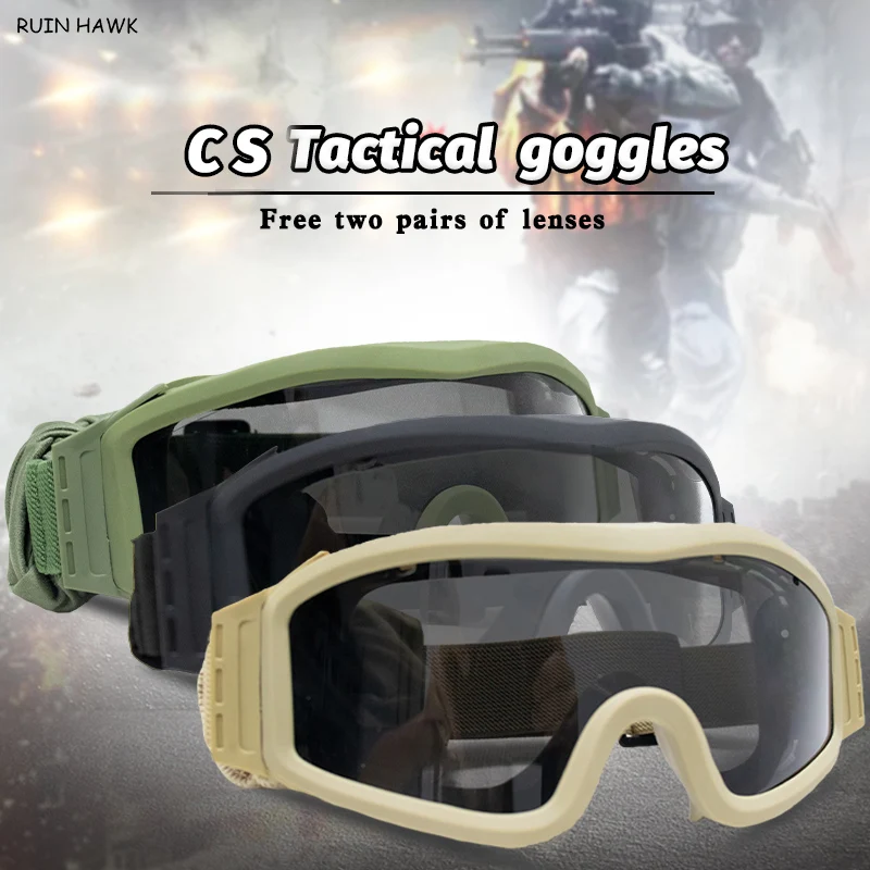 

Sport Tactical Goggles Military Hunting Shooting Sunglasses Men Airsoft Paintball Windproof Wargame Glasses 3 Lens