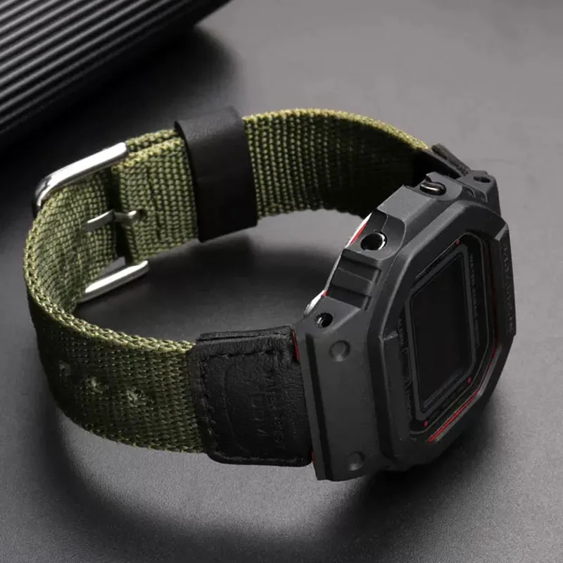 Фото Высококачественный нейлоновый кожаный ремешок wtach подходит для Casio AQ-S810W AE1200 F91W/F84/W735 18 мм Мужские аксессуары для часов №4