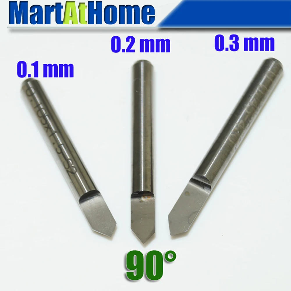 

3PCS/set Complete Kit Carbide PCB CNC Engraving V Bits 90 Deg 0.1mm,0.2mm,0.3mm