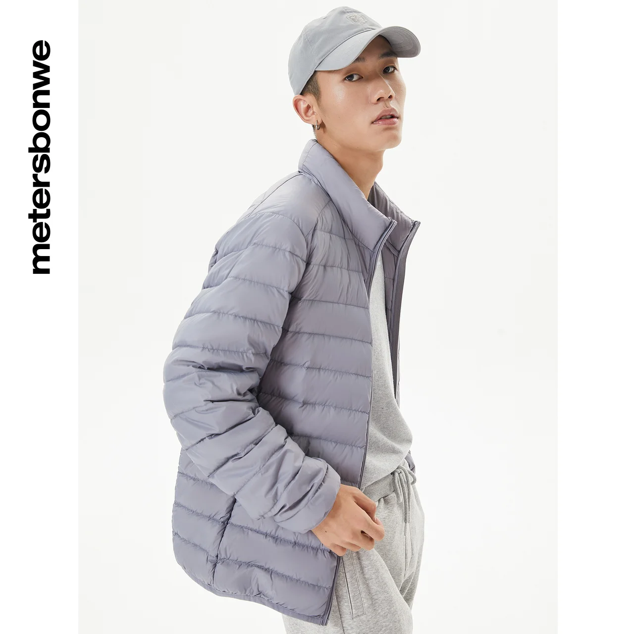 Metersbonwe Men's Stand Collar Solid Color Warm Down Jacket 90%Duck Down Ultra Light Thin Warm Ware Slim Male Short Winter Coat