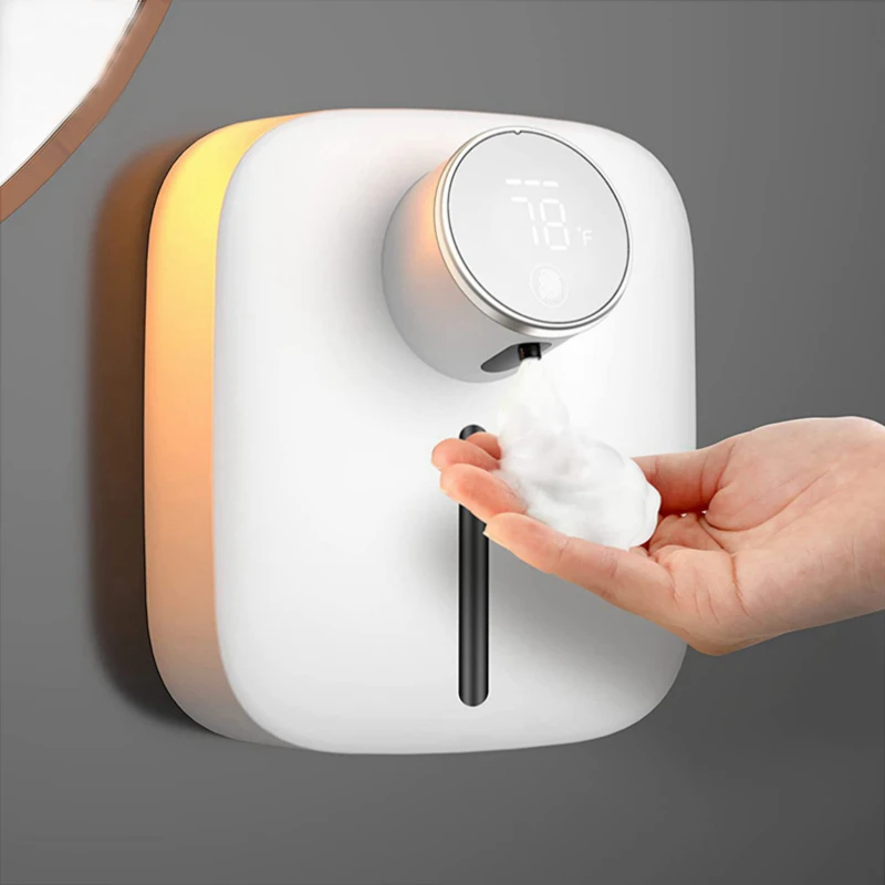 Hot Soap Dispenser Wall-mounted Rechargeable Temperature Display Liquid Soap Dispensers Automatic Foam Hand Sanitizer Machine