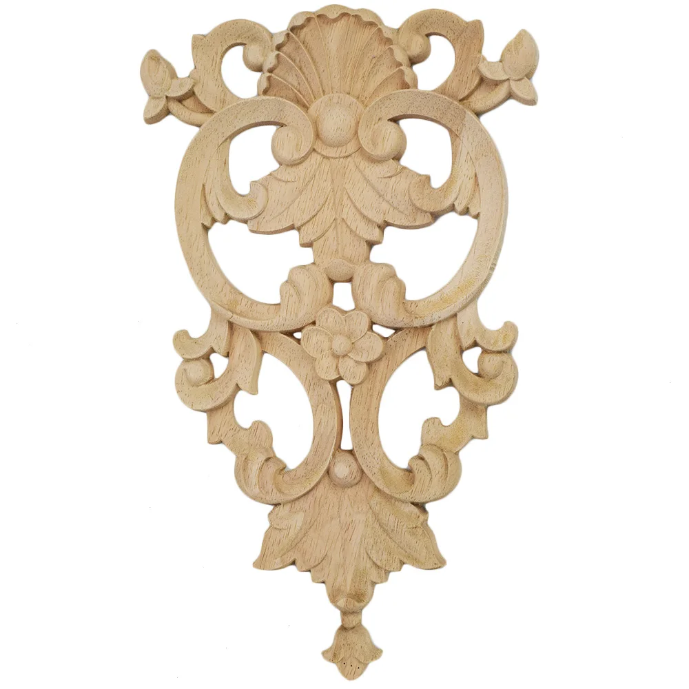 

2PCS Retro Rose Floral Wood Carved Decal Corner Applique Decorate Frame Wall Doors Furniture Decorative Wooden Figurines