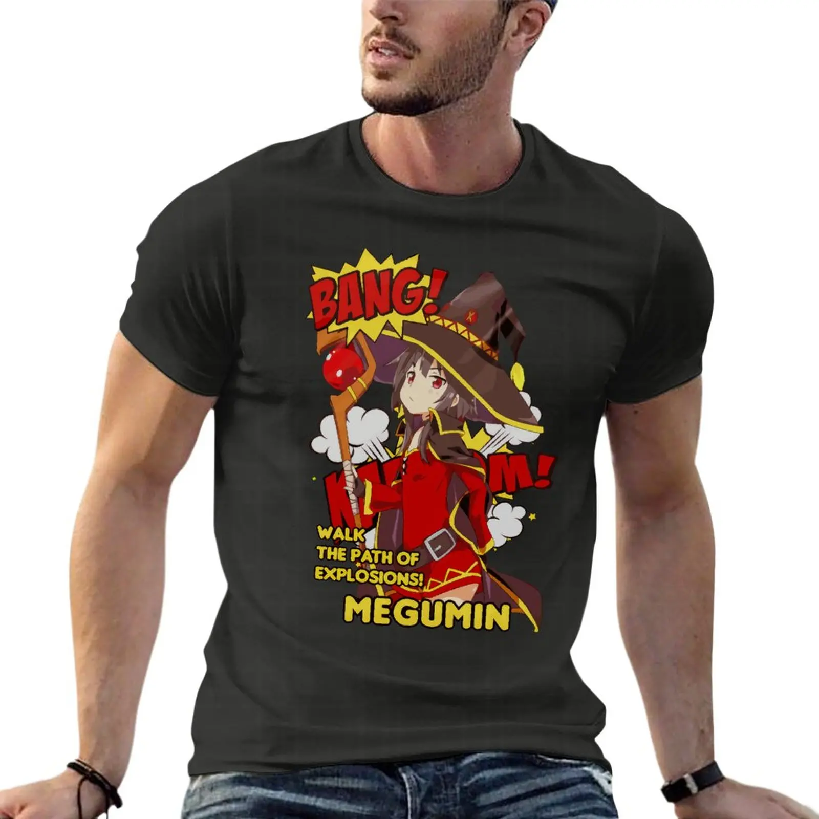 

Konosuba Megumin Art Oversized T-Shirt Brand Mens Clothes 100% Cotton Streetwear Big Size Tops Tee