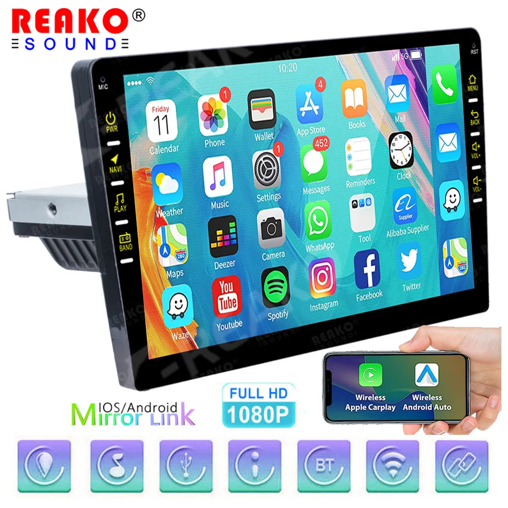 Автомобильный радиоприемник реакosound 1 Din Android 12, автомобильный радиоприемник с 9-дюймовым экраном, интеллектуальные системы, беспроводной Bluetooth, мультимедийный плеер с Wi-Fi