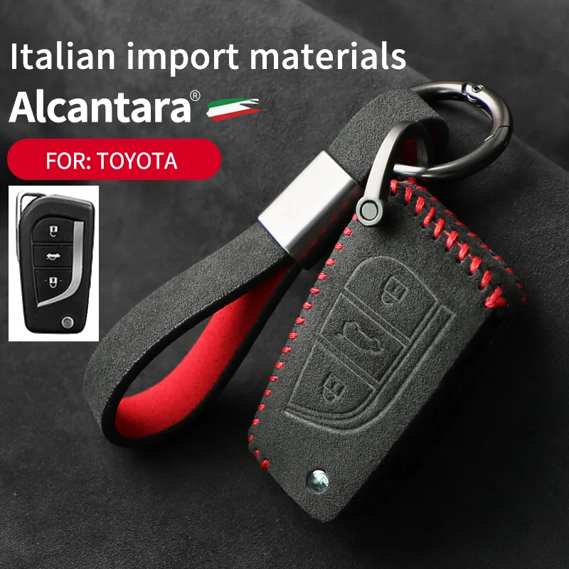 

Alcantara Suede Car Key Bag for Toyota Auris Corolla Avensis Verso Yaris Aygo Scion TC IM Camry RAV4 Forturner Hilux Accessories