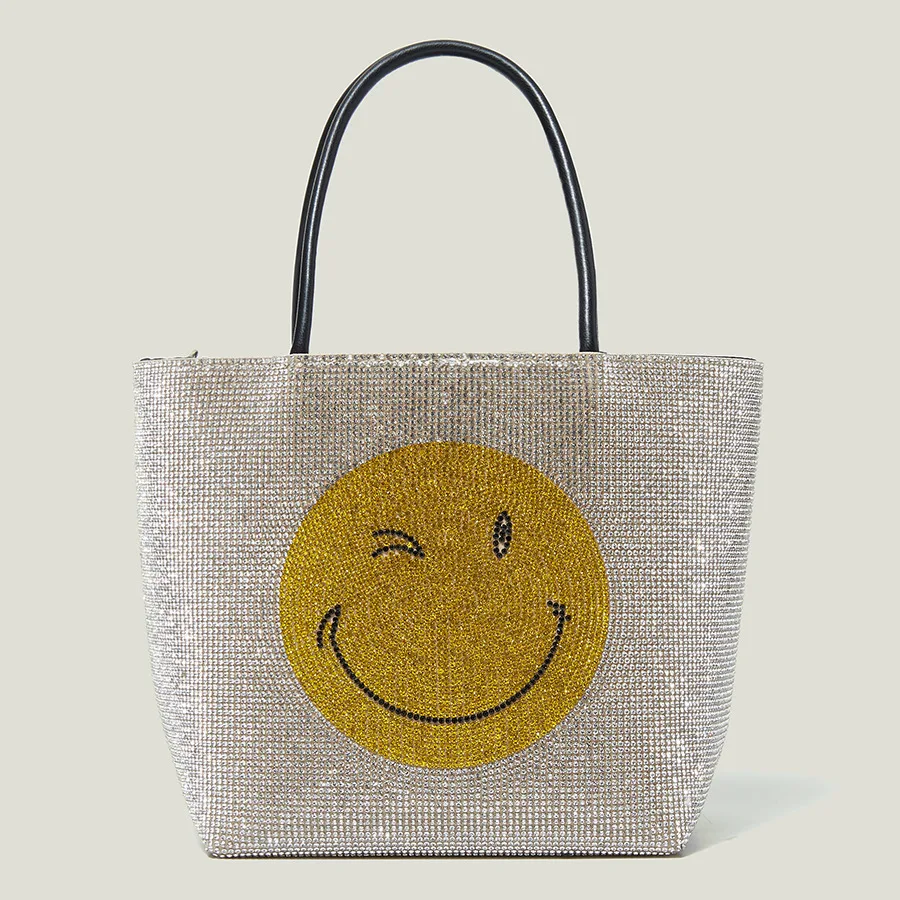 

Spring and Summer New Smiley Face Rhinestone Bag Korean Style Good Texture Handbag Simple and Fashion Women Bag Niche Women Bag
