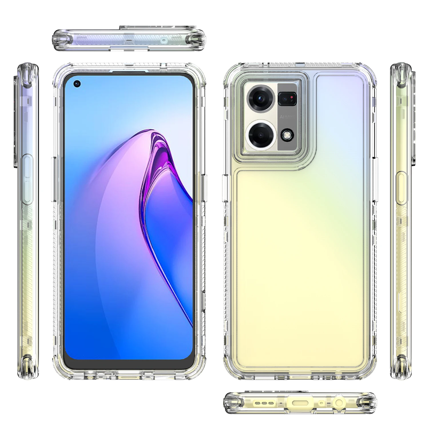 Прочный противоударный чехол 3 в 1 для OPPO Reno 7 4G CPH2363 жесткая пластиковая рамка