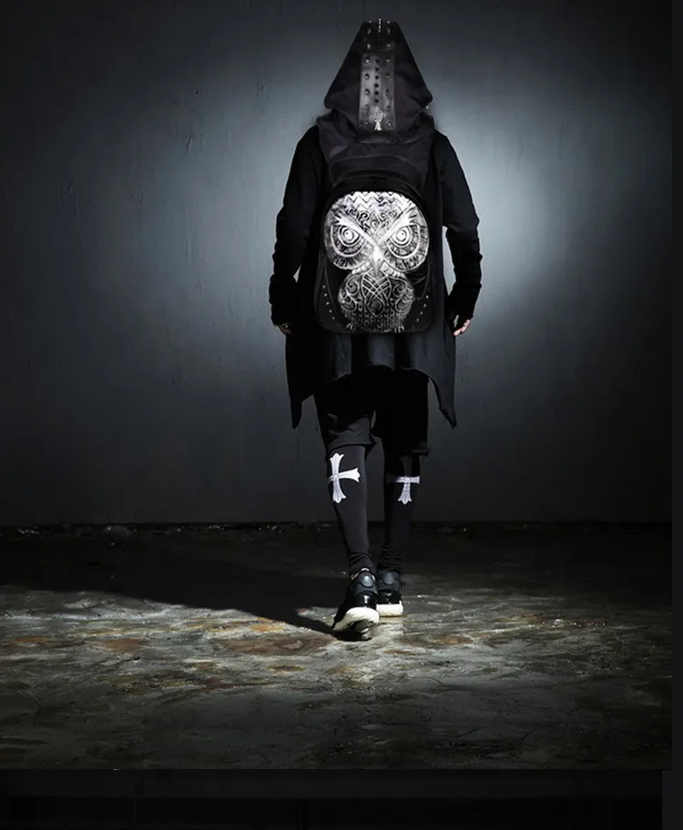 Модный индивидуальный нож с тиснением совы кожаный рюкзак заклепками капюшоном