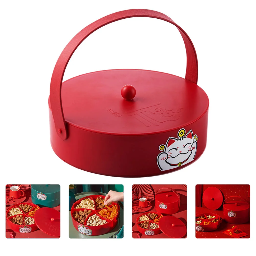 

Serving Tray Candy Box Snack Chinese Fruit Platter Nut Plate New Year Dish Bowl Divided Storage Favor Wedding Lid Container