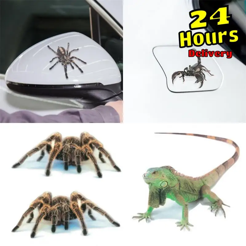 

3D Spider Scorpion Lizard Car Sticker Animal Pattern Vehicle Window Mirror Bumper Decal Decor High Stickiness Water-resistant