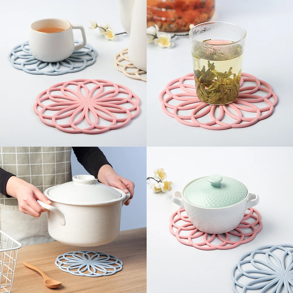 

Geometric Hollow Coasters Dining Table Bowl Pot Anti-scald Pads Creative Non-slip Heat Insulation Placemat Desktop Cup Mats