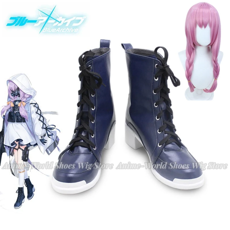 

Игровой синий архив Hakari Atsuko, обувь для косплея, Хэллоуин, искусственная обувь, реквизит для косплея, парик на заказ