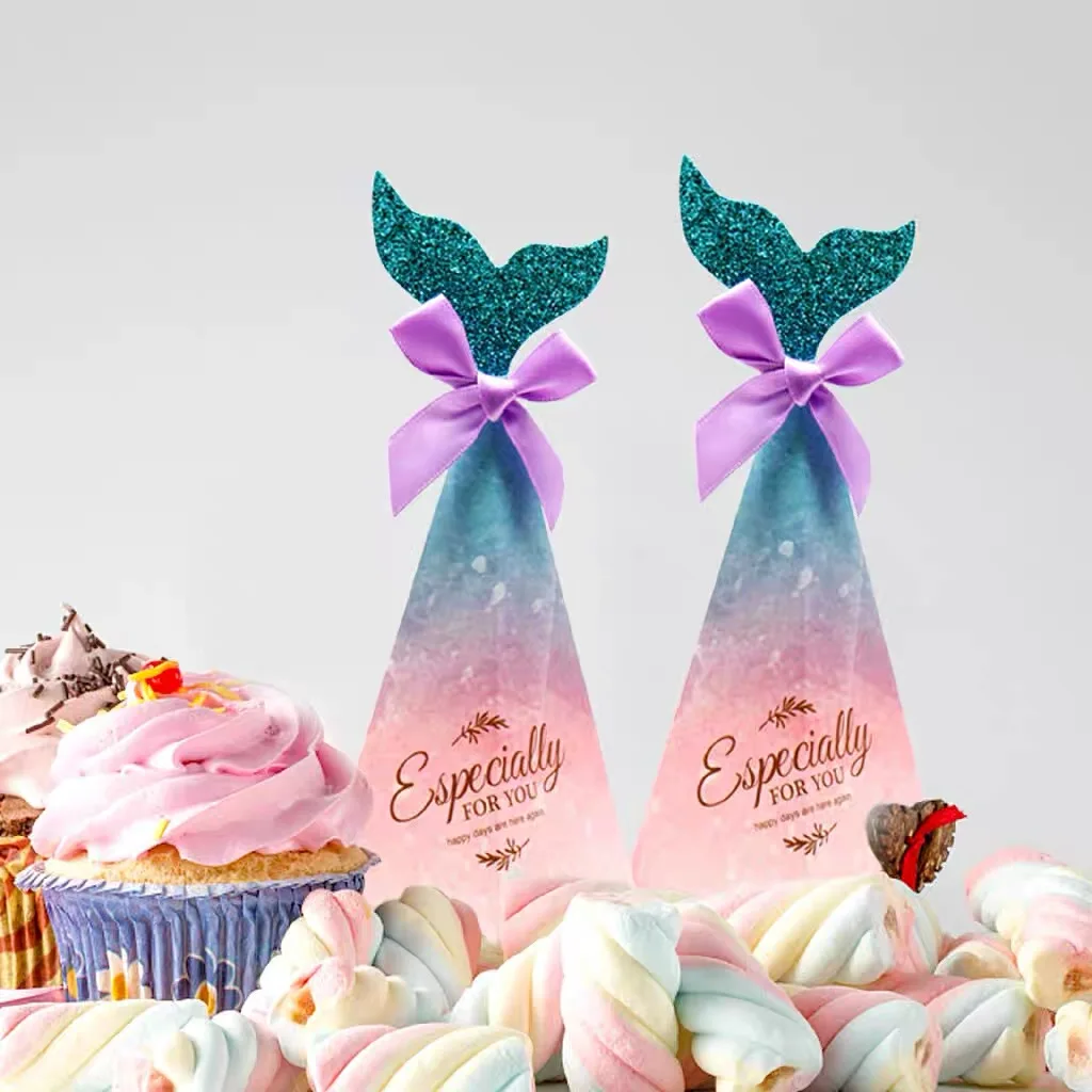 

10Pcs Mermaid Tail Paper Candy Box Souvenir Packaging Box Little Mermaid Birthday Party Decoration Baby Shower Wedding Supplies