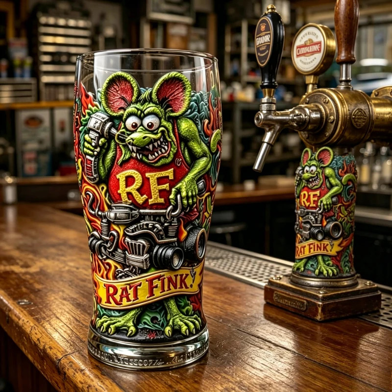 Фото Классическая пивная кружка Rat Fink в стиле панк-рок и хот-род, коллекционные украшения для бара №3