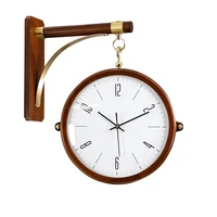 luxury wall clock modern design wood wall watches home decor copper double sided clocks living room decorate reloj de pared