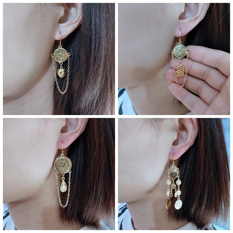 Девять стилей арабских Соединенных сережек для женщин золотого цвета