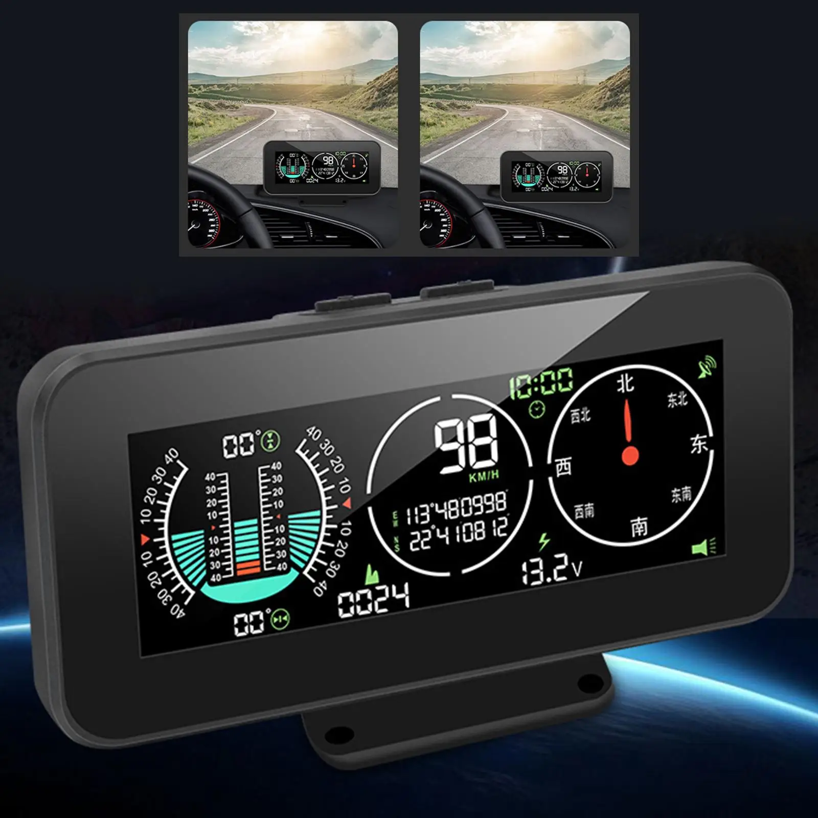 

LCD Speedometer Car Compass Inclinometer Easy Installation Angle of Pitch M60