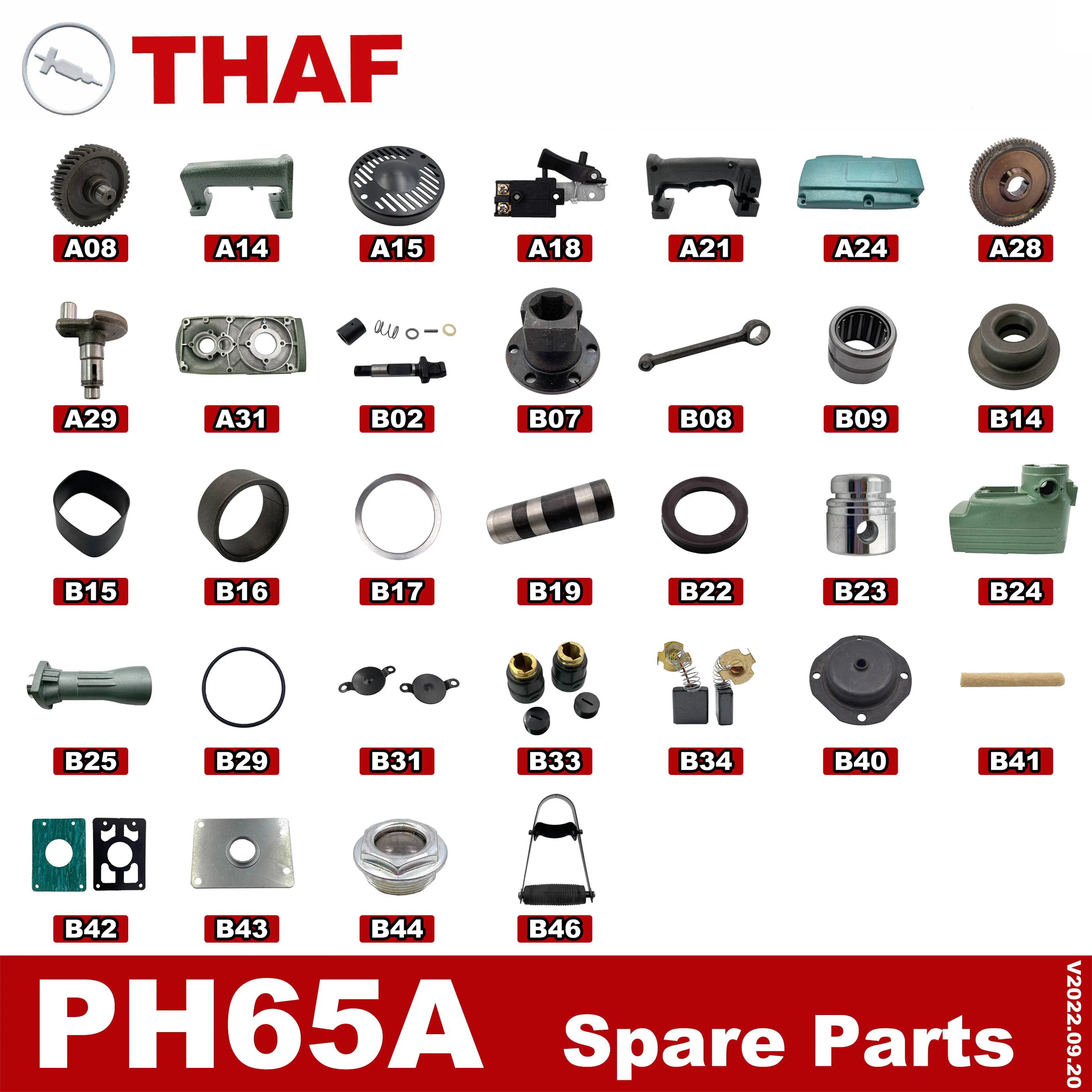 Фото Запасные части THAF, аксессуары для отбойного молотка HITACHI PH65A (Самые продаваемые детали) №2