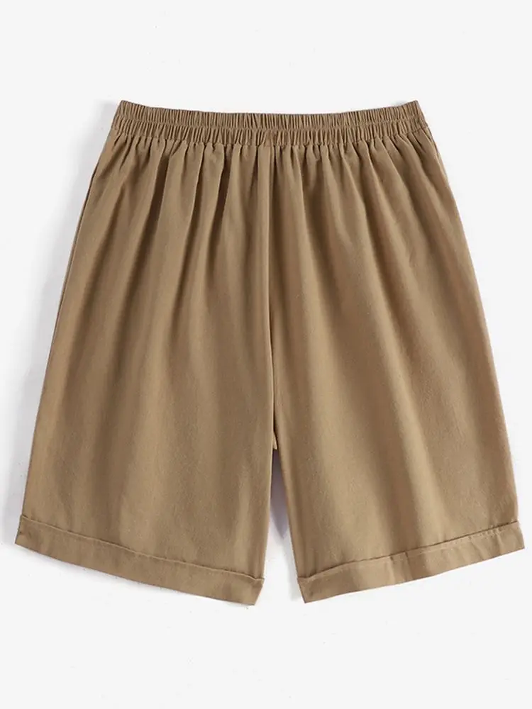 Шорты ZANZEA Женские повседневные плиссированные однотонные хлопковые Модные