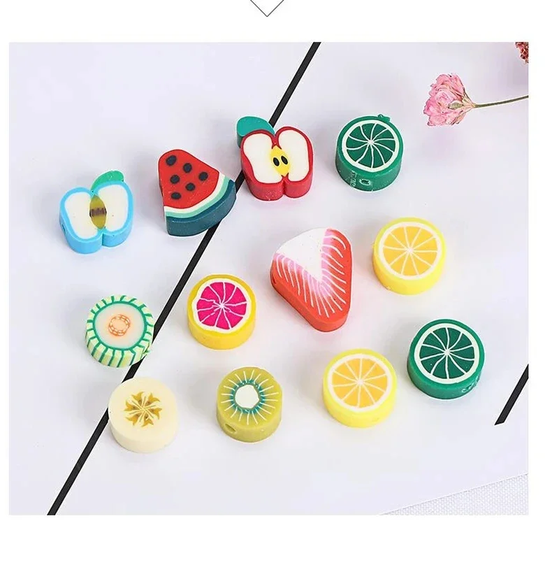 30/50 шт. 7-10 мм мягкие бусины из полимерной глины фруктовые смешанной