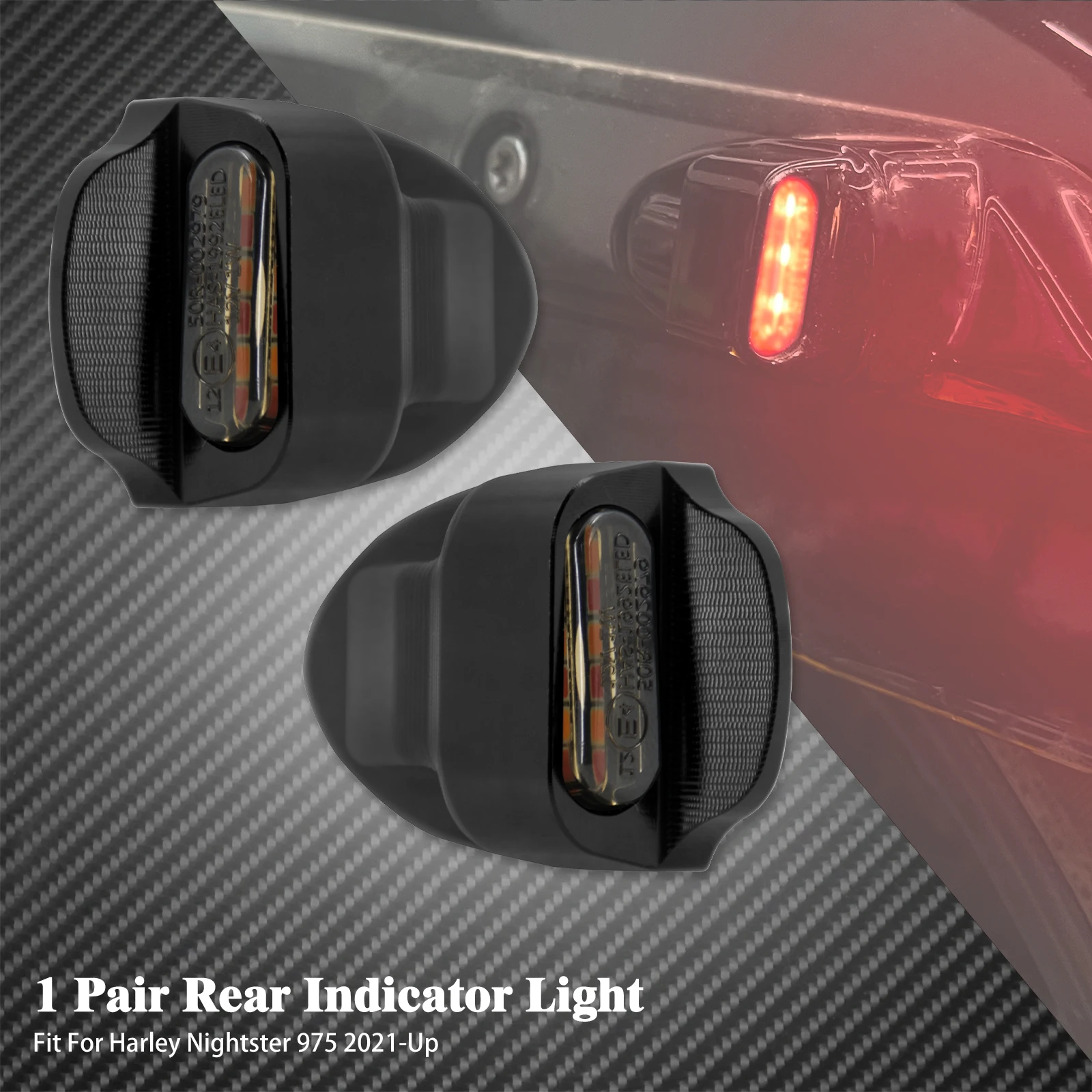 

Мотоциклетные светодиодные индикаторные огни Задний сигнал поворота Тормозная ходовая лампа E-Mark светильник 12В для Harley Sportster Nightster 975 21-2023