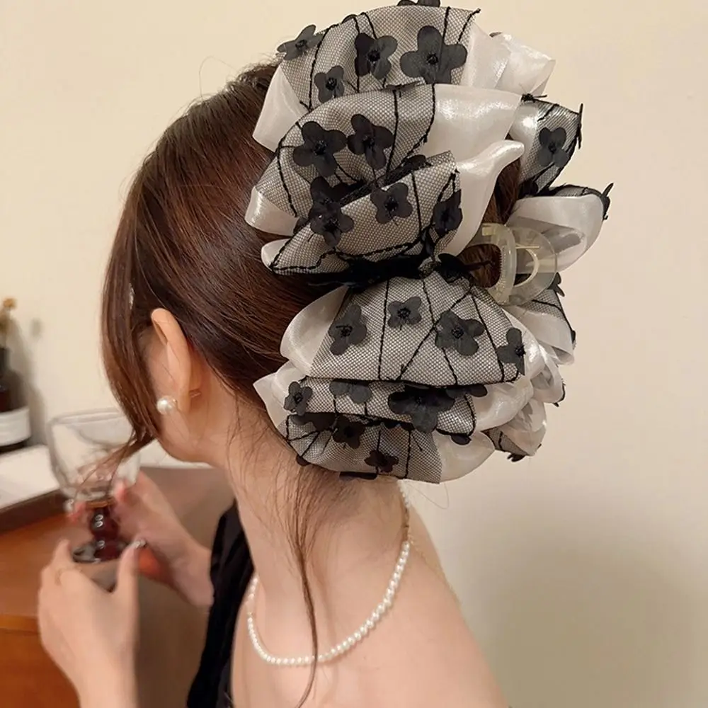 

Bow Mesh Tulle Hair Claw Sweet Net Yarn Flower Fluffy Multi-Layer Girls/Ladies