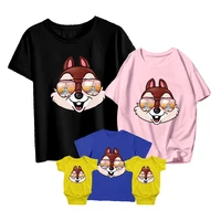 disney cute chip t shirt new wearing sunglasses series kids short sleeve baby romper family matching unisex adult casual