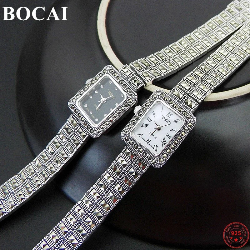 

BOCAI Sterling Silver S925 BraceletS for Women Men New Fashion Argentum Watchband Watch-strap Jewelry Free Shipping