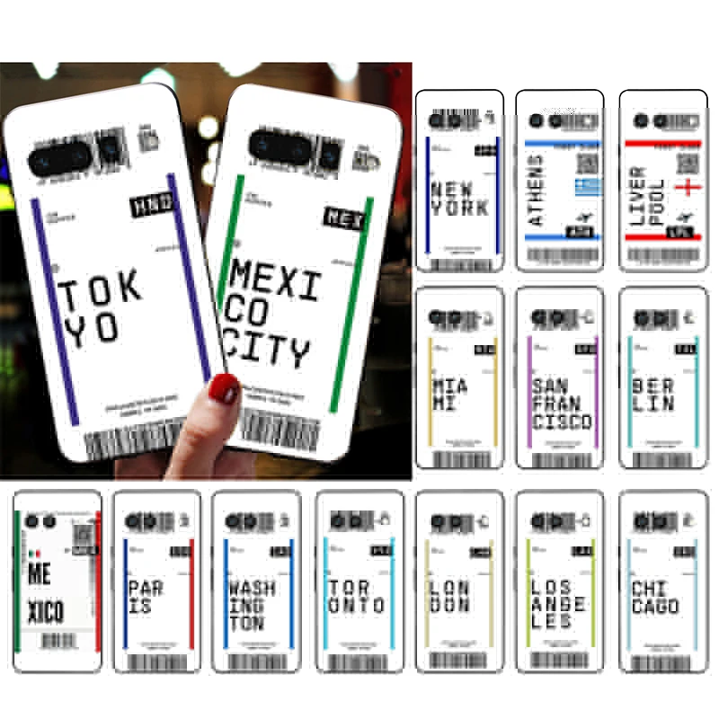 

Air tickets Tokyo Mexico Label Phone Case for Google Pixel 7 Pro 7 6A 6 Pro 5A 4A 3A Pixel 4 XL Pixel 5 6 4 3 XL 3A XL 2 XL Case