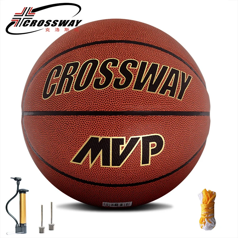 CROSSWAY Basketball Ball PU Official Size 7 Outdoor Training Basket Ball Free With Net Bag Basketball Pump Needle