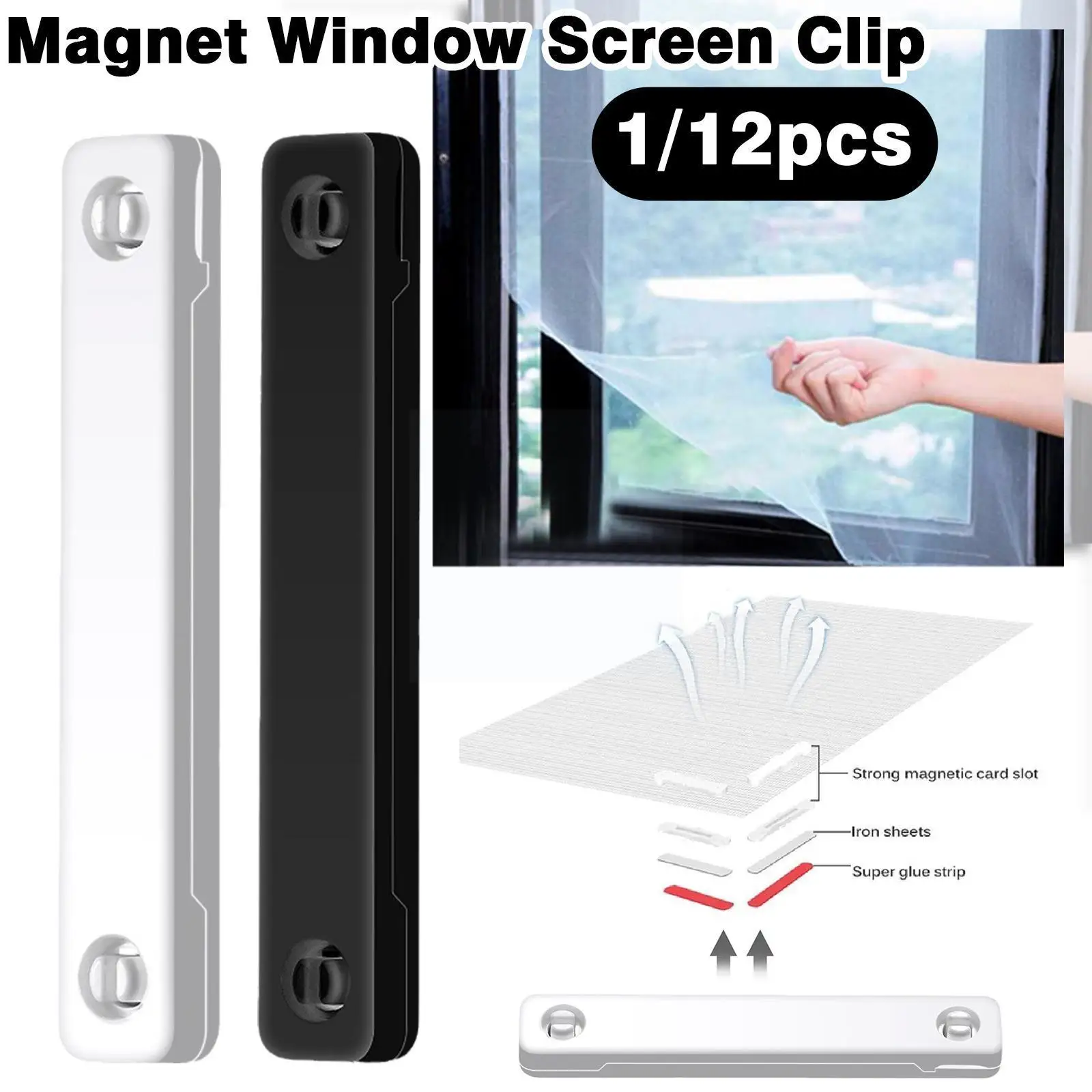 

Anti-fly Screen Clip Keep Your Summer Away From Insects Pcs Mosquitoes Screen Window Self 12 And Adhesive Clips Magnets N8y6