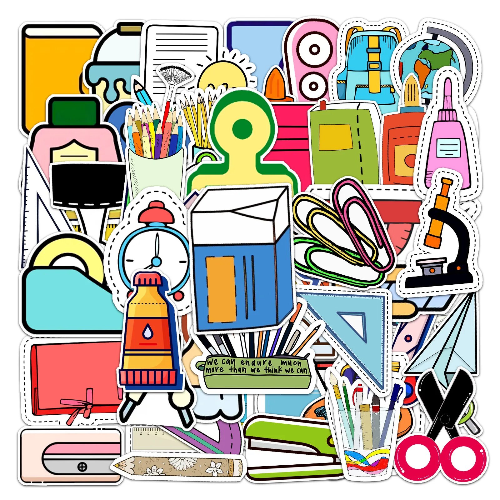 

10/30/50PCS New Fashion Cartoon Stationery Graffiti Helmet Water Cup DIY Waterproof PVC Children'S Toys Reward Stickers Wholesal