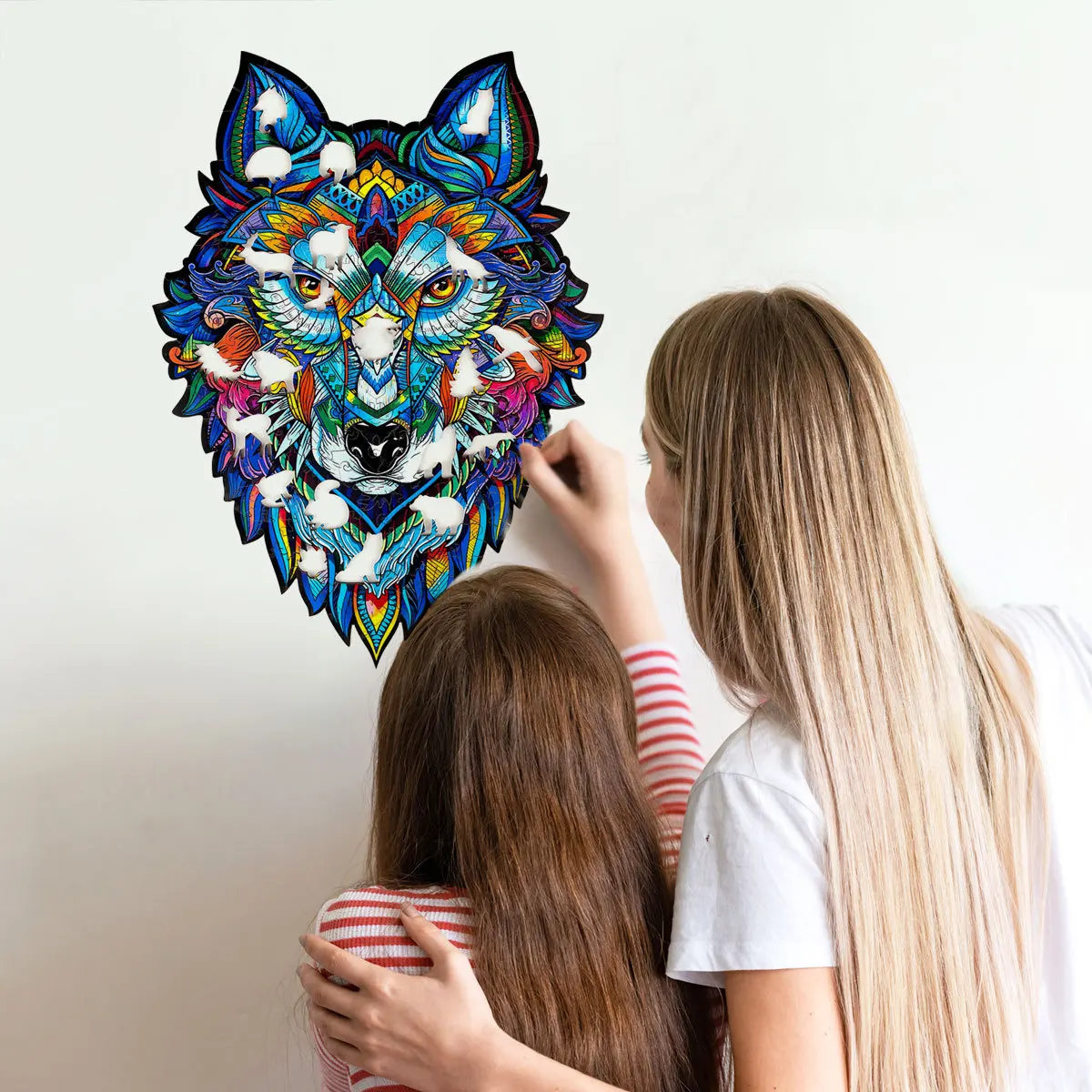 

Color Animal Pattern DIY Jigsaw Wolf Wall Stickers Children's Room Living Room Bedroom Study Decorative Stickers Taste