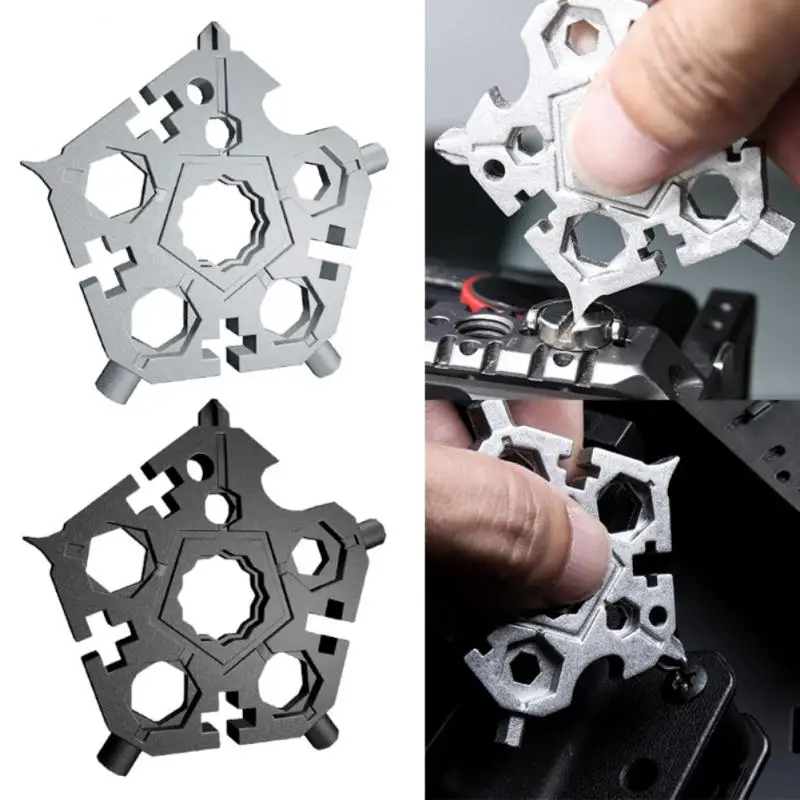 

18 In 1 Snowflake Snow Wrench Tool Spanner Hex Wrench Multifunction Camping Outdoor Survive Tools Bottle Opener Screwdriver