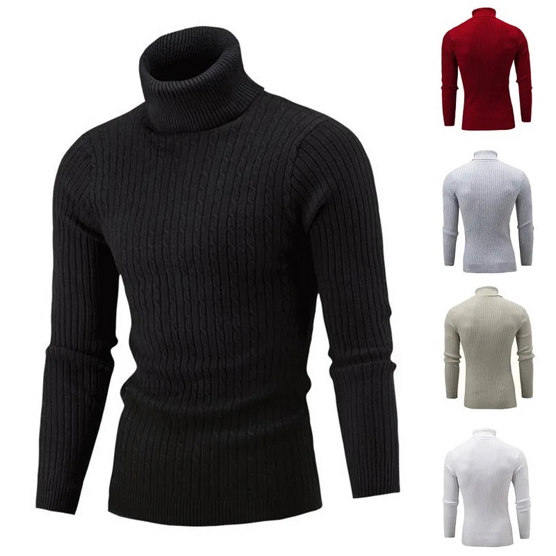 Men'S Sweater Autumn And Winter Thermal High-Necked Twist Bottoming Shirt Warm Sweater Men