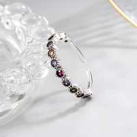 new fashion multicolor finger rings rainbow zircon open design round square copper female trendy daily ring accessories jewelry