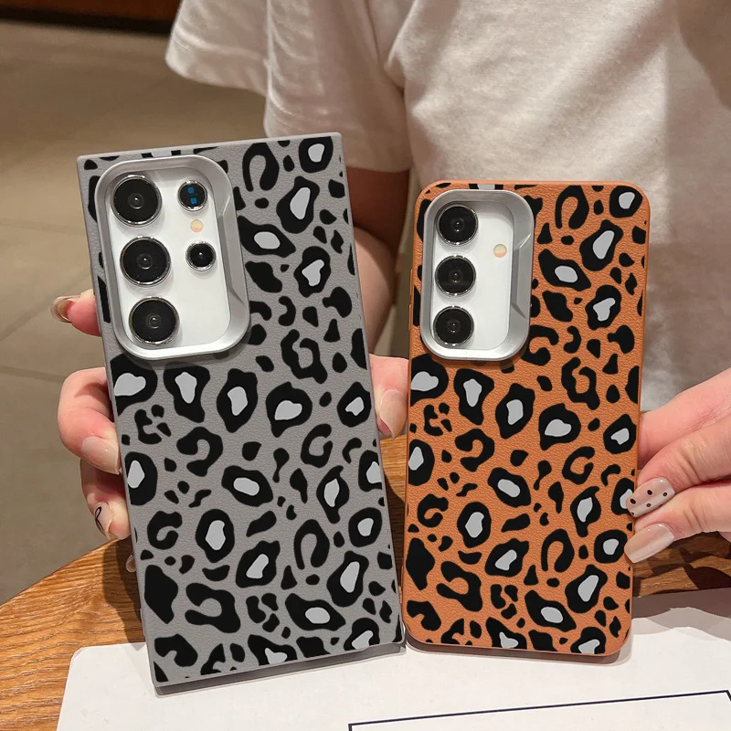 Чехол с леопардовым узором для Samsung Galaxy S24 FE S23 S22 Ultra A55 A54 A35 A15 A16 A25 A14 5G текстурой