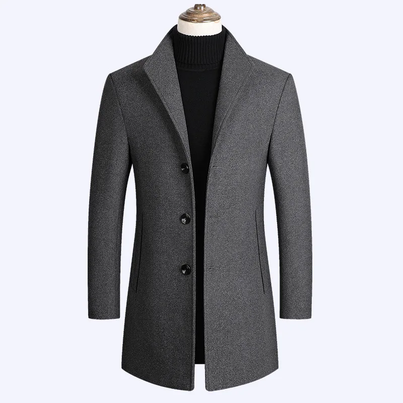 

Winter Men's Wool Trench Coats 2023 New Arrivals Men Brand Top Grade Thicken Warm Fashion Middle Long Windbreak Woolen Overcoats