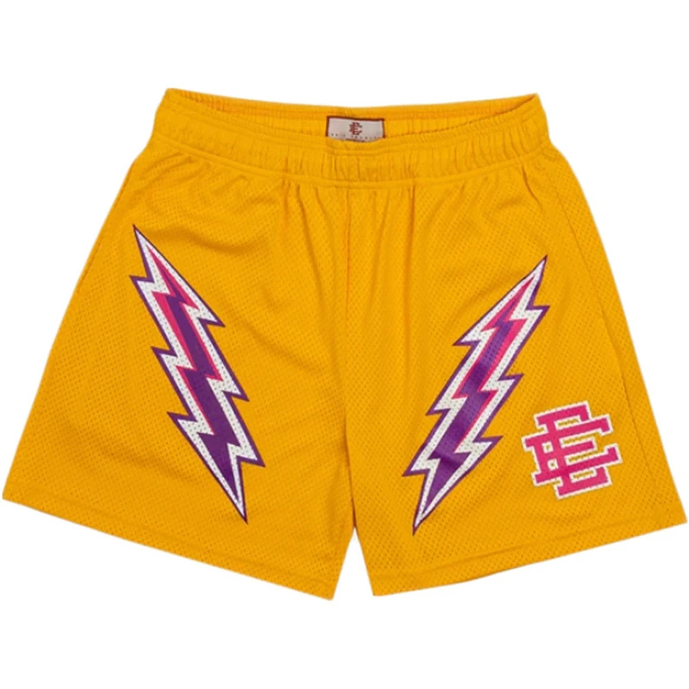 

Men's Casual Shorts Eric Emanuel EE Basic Shorts Yellow Lightning Running Fitness Basketball Summer Gym Workout Mesh Shorts