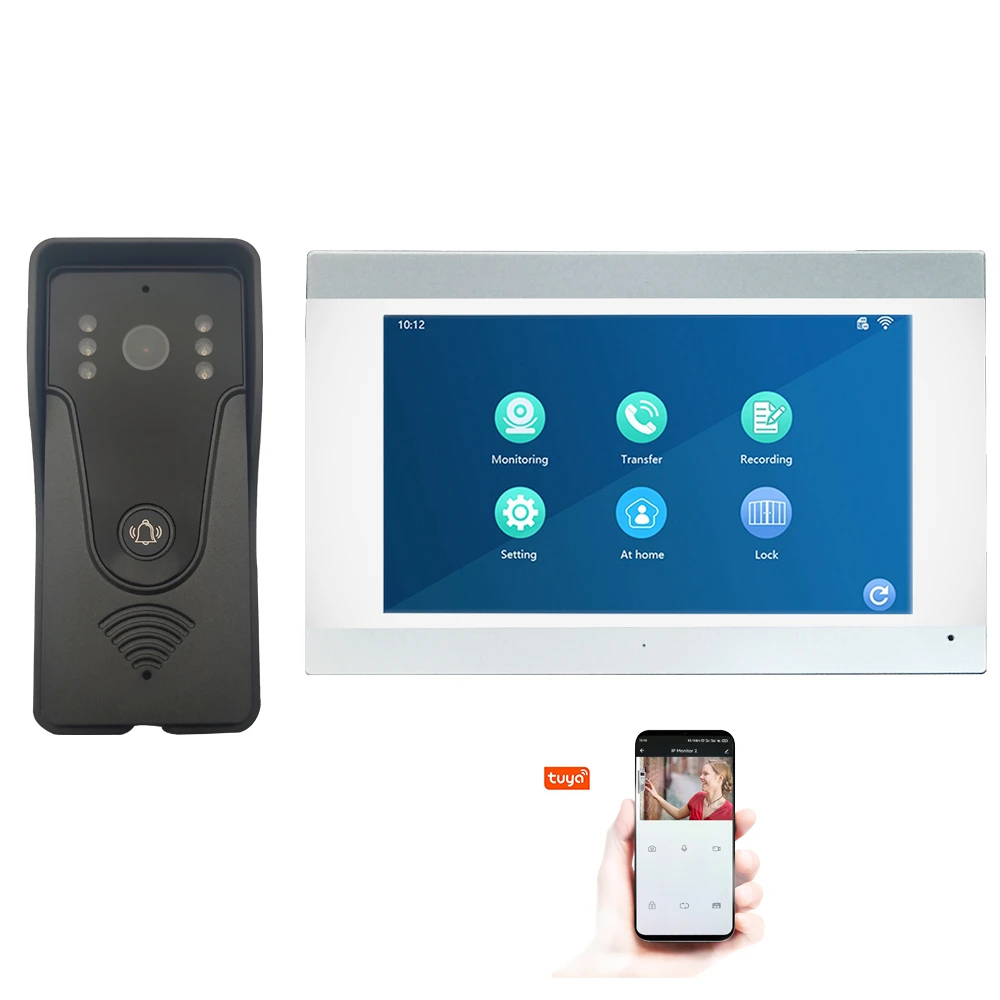 Wireless Wifi Ring Video Doorbell 7 Inch With Wired Door Bell Tuya App