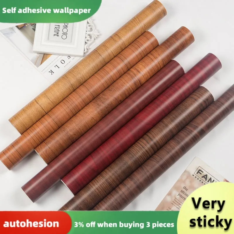 

Self Adhesive Wallpaper Decorative Film Furniture Solid Wood Texture Easy To Clean Surface Renovation Furniture Home Decoration