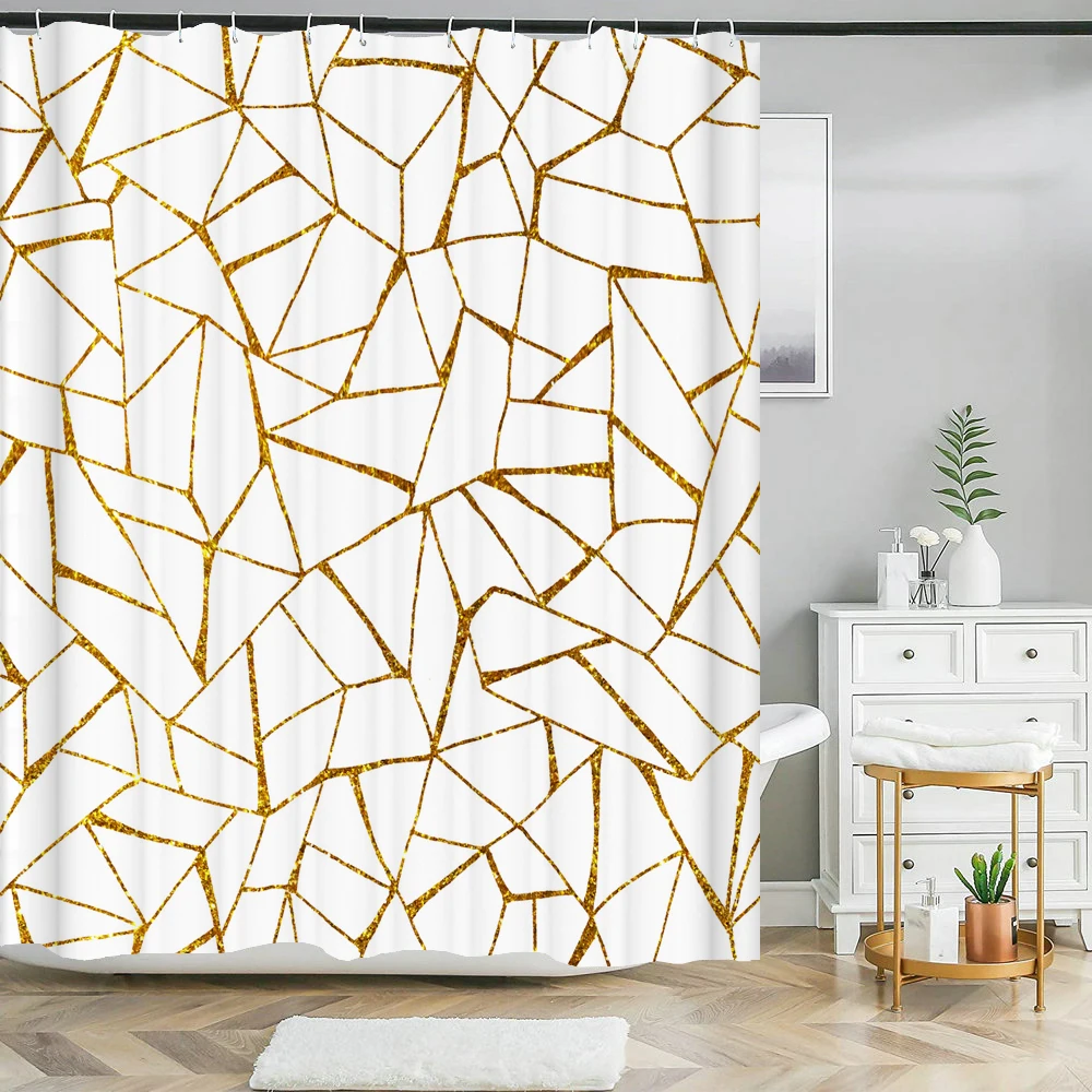 

200x180cm Bathroom Waterproof Shower Curtain Simple Geometric Pattern Printing Polyester Home Decoration Curtain With Hook