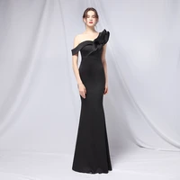 solid color one shoulder banquet evening dress fashion party long elegant slimming sexy fishtail dress
