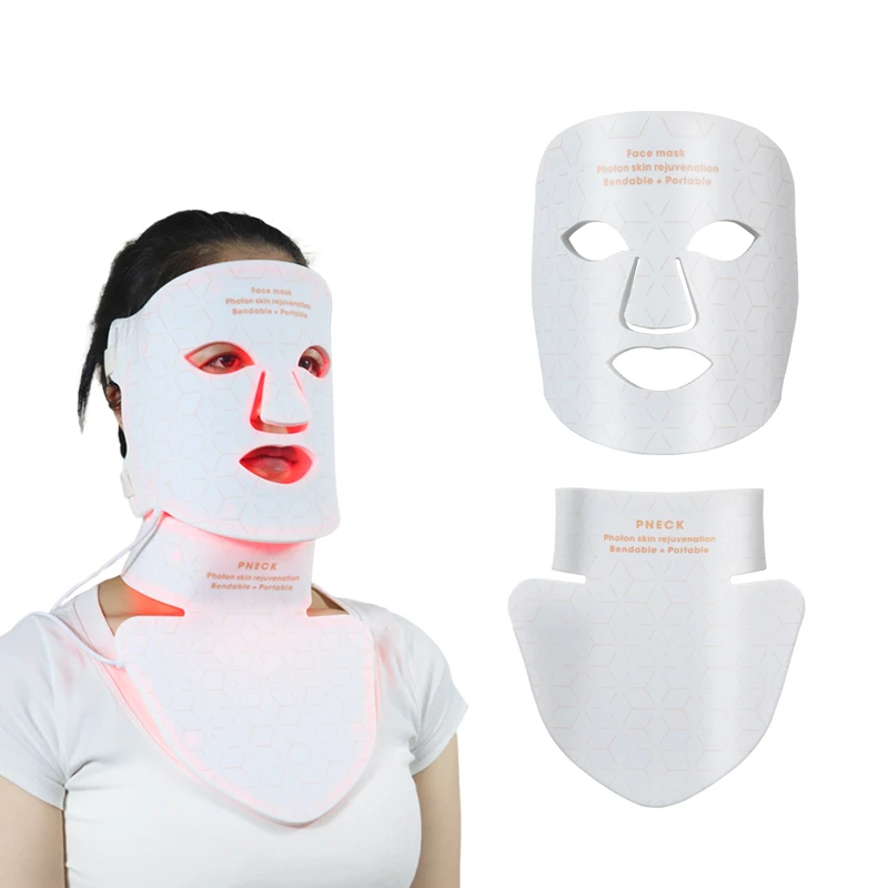 

customizable Red light therapy Beauty Whitening Silicone Home Use facial led mask Anti-Aging With neck Led Mask device