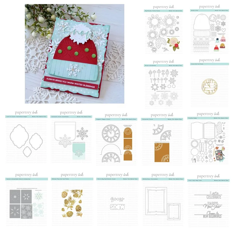 Шляпа с цветами резка металла рождественские снежные штампы силиконовые