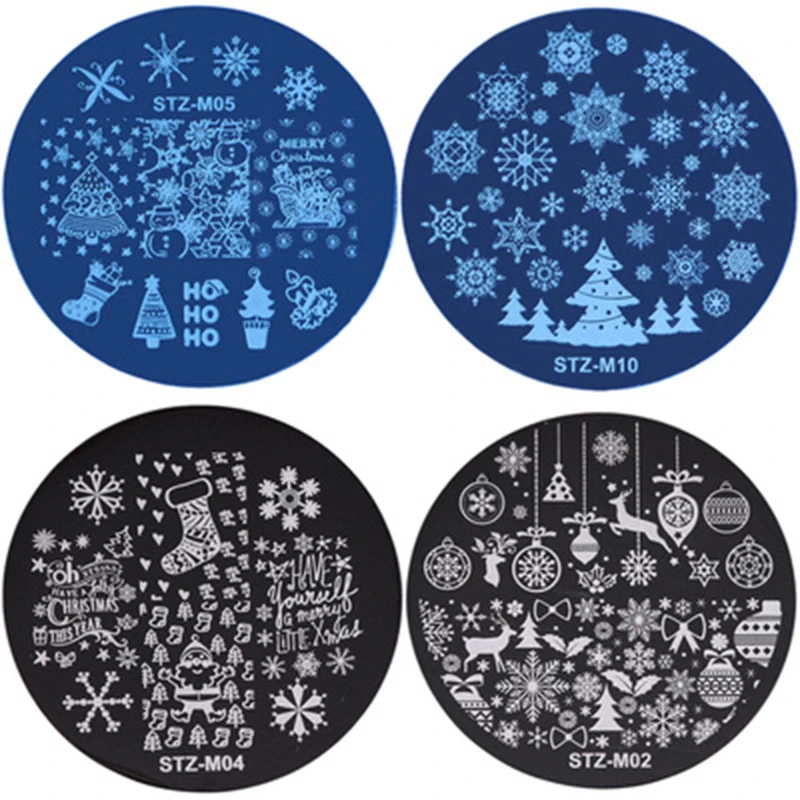 Рождественские штамповочные пластины для ногтей полировочные шаблоны Снежинка